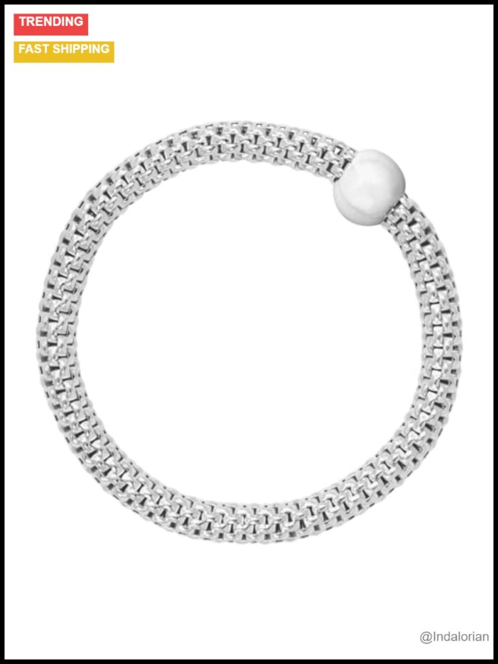 Sterling Silver Stretch Bracelet Mesh Circular Station Slip-On